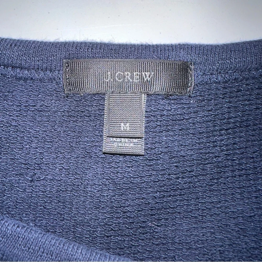 J Crew French Terry Pullover Top Navy White Bold‎ Stripes Side Zipper Nautical M